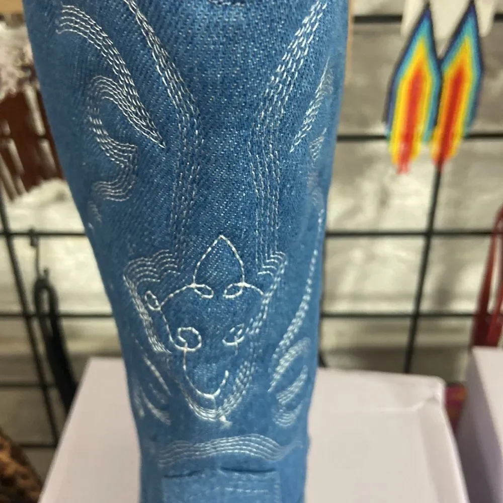 Just arrived blue denim cowboy boots - Picture 9 of 13